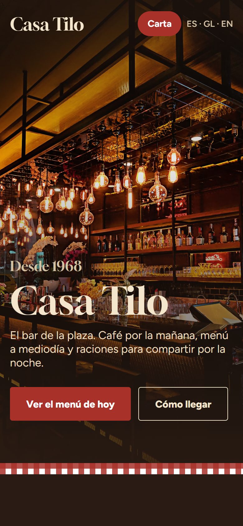 Demo de bar clásico en el móvil